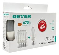 Λάμπα LED Κερί C35 4.5W E14 3000K 470lm 4+1ΔΩΡΟ