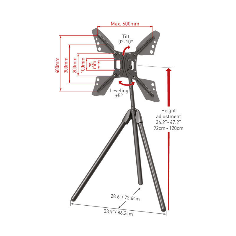 Βάση Τηλεόρασης Δαπέδου DTP410 Barkan 13″ – 83″ σε Τρίποδο