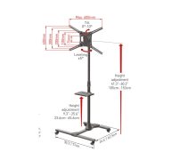 Βάση Τηλεόρασης Δαπέδου SW411H Barkan 13″ – 83″ με Κλίση και Ροδάκια